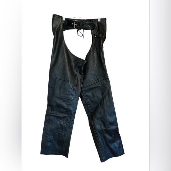 Xelement Women’s Black Leather Motorcycle Chaps - Picture 2 of 4